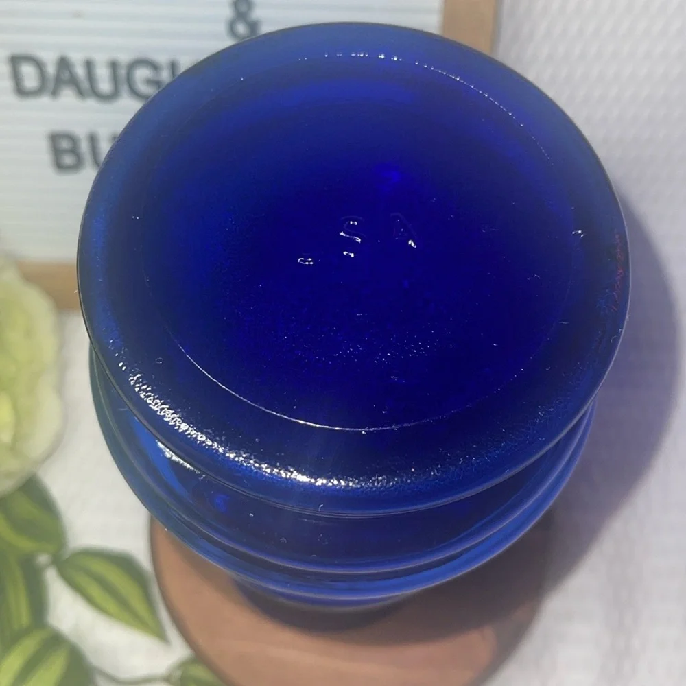 Indiana Glass Co USA Cobalt Blue Beehive  Double Stacked Vase  8.5